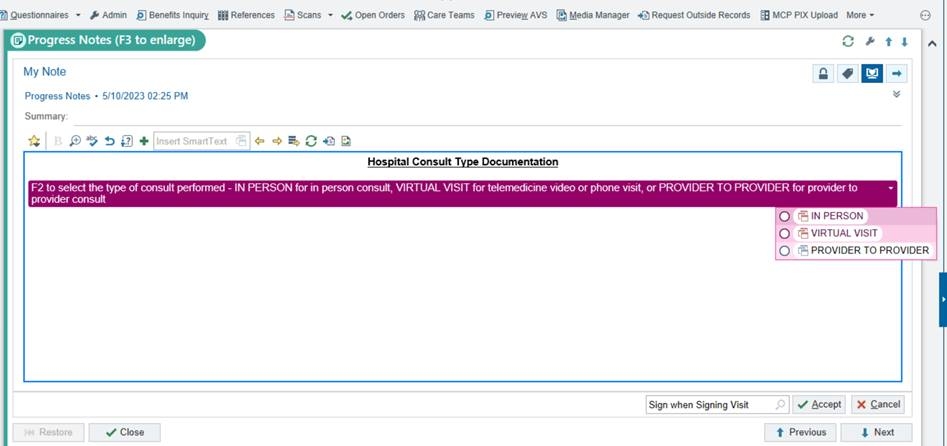 Inpatient Telehealth Smartphrase 1