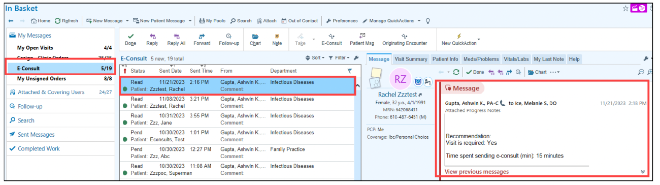 E-Consults Initiating Provider Workflow 7